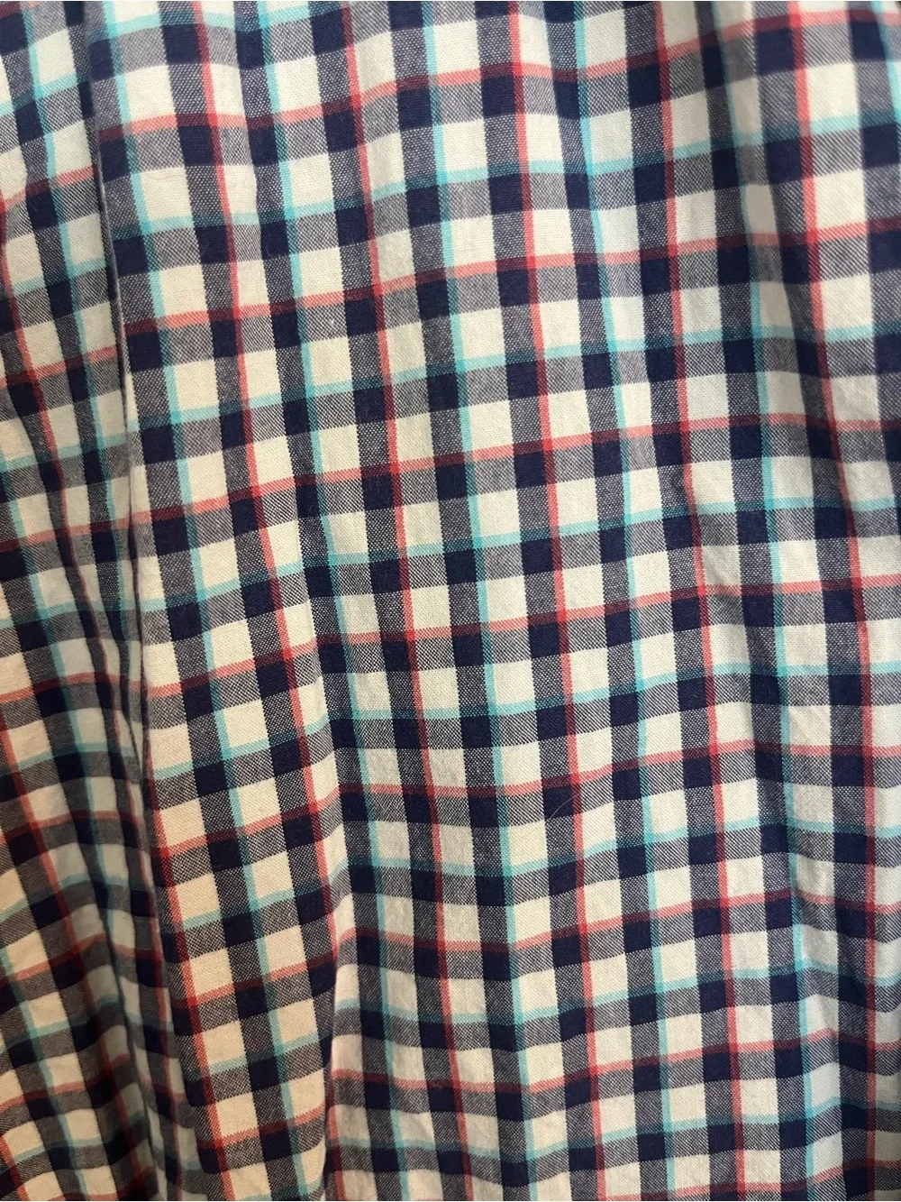 Banana Republic Men's Navy, White and Red Check Button-Down Shirt